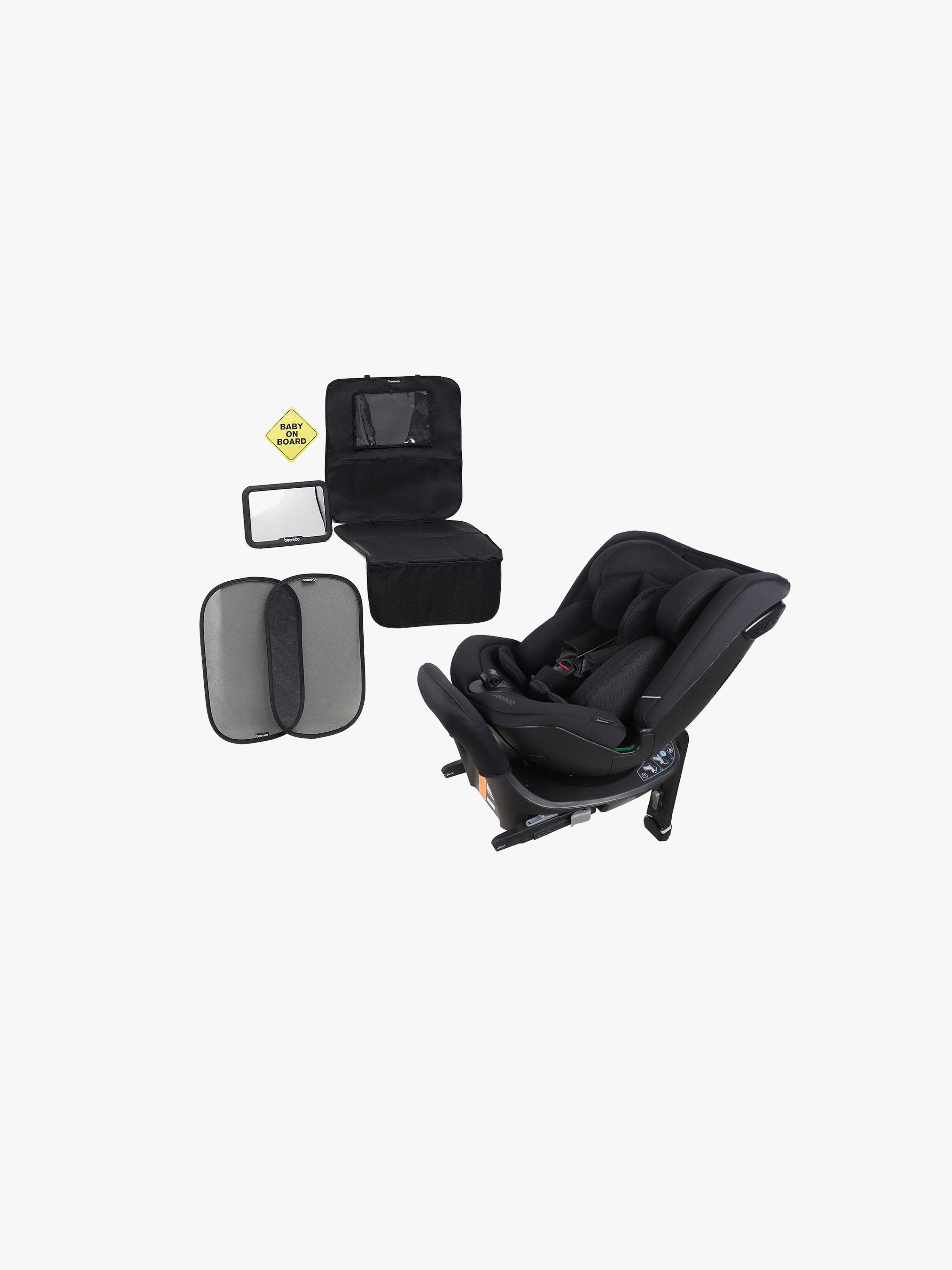 Beemoo Rotate i-Size Bilbarnstol Inkl. Tillbehörspaket, Black Mesh