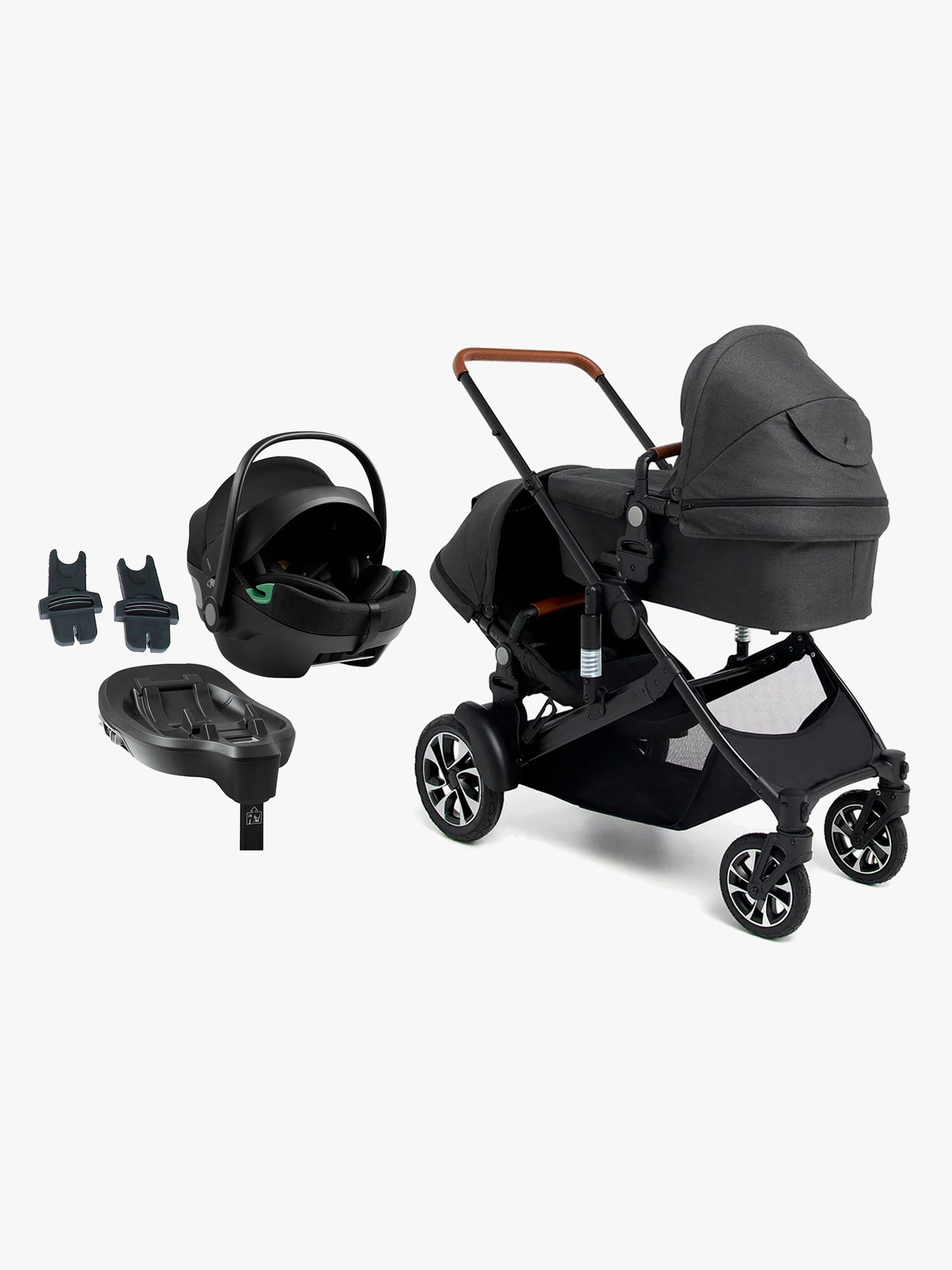 Beemoo Maxi 4 Twin Syskonvagn inkl. Axkid GOKID Babyskydd &  Bas, Black/Black