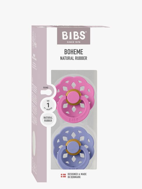 BIBS Boheme Napp 2-Pack Latex Stl 1 Rund, Bubblegum/Peri