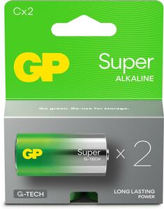 GP Super Alkaline G-TECH C/LR14 Batterier 2-Pack