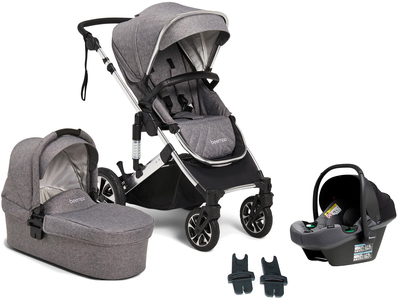Beemoo Maxi 4 Duovagn Inkl. Beemoo Route i-Size Babyskydd, Grey Silver/Mineral Grey