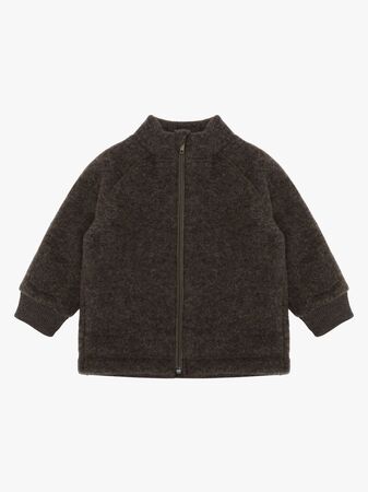 Mikk-Line Ullfleecejacka Barn, Dark Brown Melange