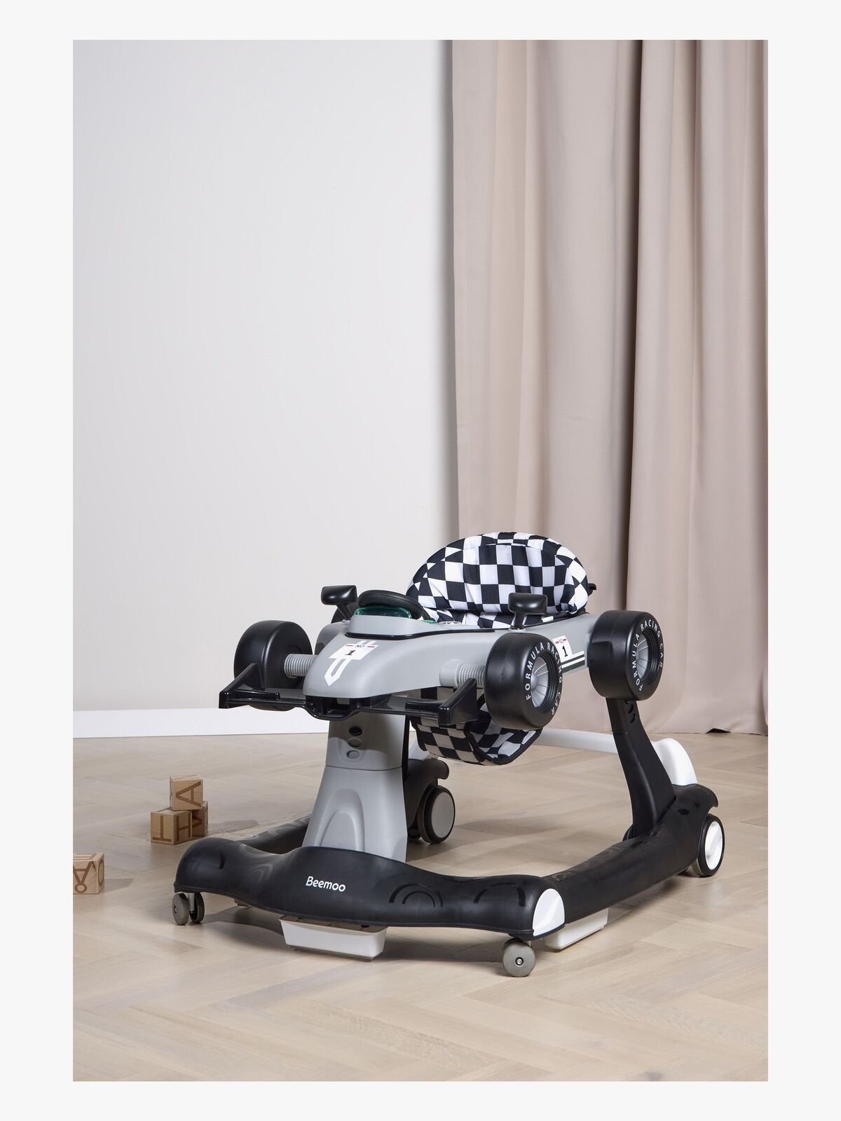 Beemoo PLAY Bil Lära-gå-stol, Cool Grey