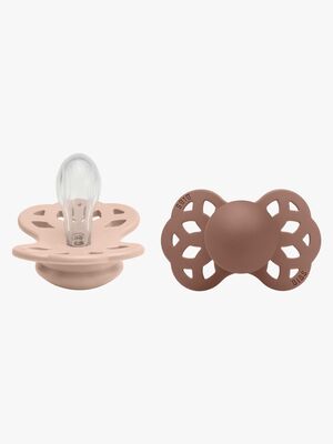 BIBS Infinity Smokker 2-pack Silikon Str 1 Symmetrisk, Blush/Woodchuck