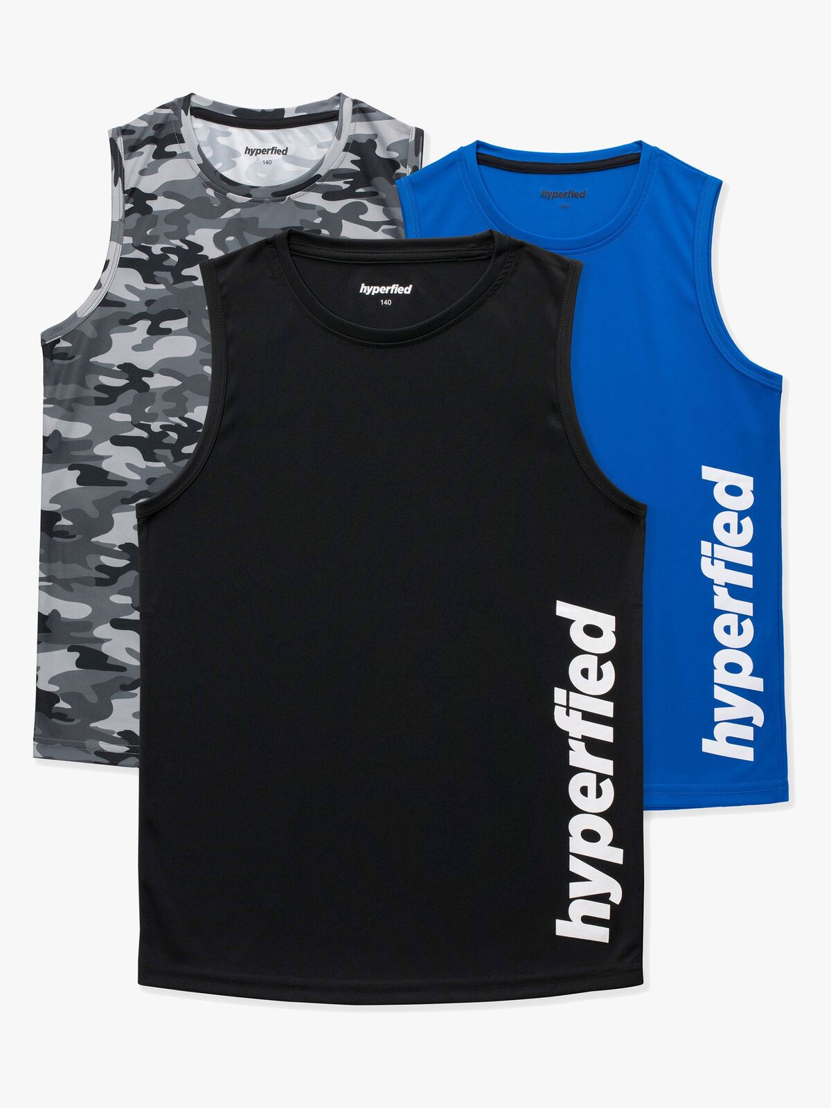 Hyperfied Bounce Tank Top 3-pack, Black/Camo Black/Blue