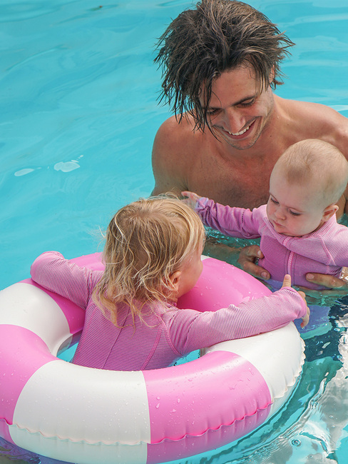 SUNNYLiFE Mini Badring, Pool Party Magenta Stripe