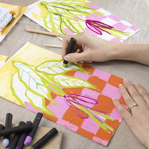 Creativ Company Pysselset Oljepastell Blommor