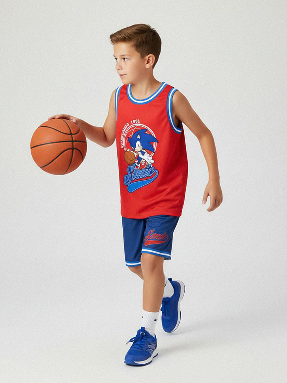 Sonic Linne & Shorts Sport Set, Blå/Röd