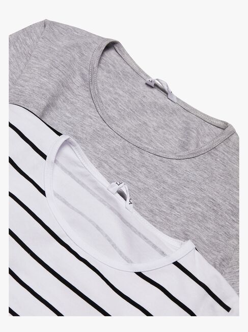Luca & Lola Fanny Topp 2-pack, Grey Melange/Stripes
