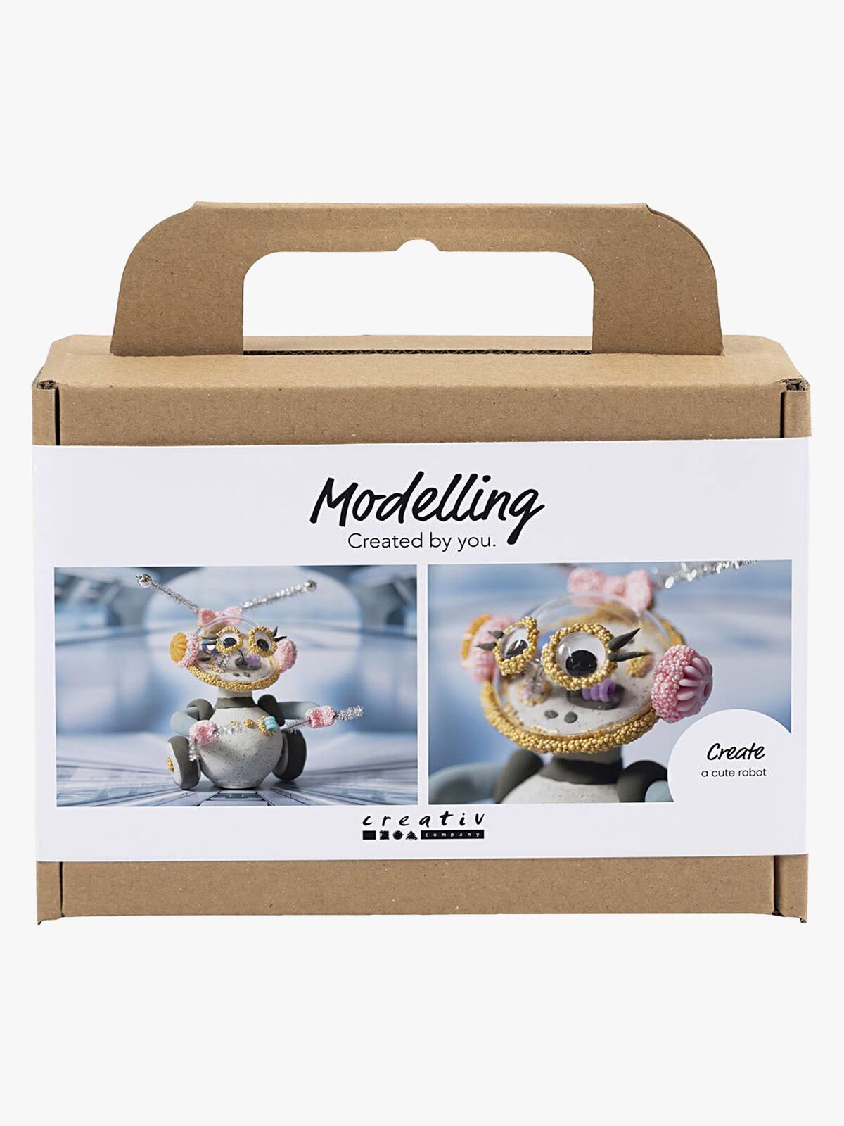 Creativ Company Pysselset Mini Modellera Robot, Grå/Rosa