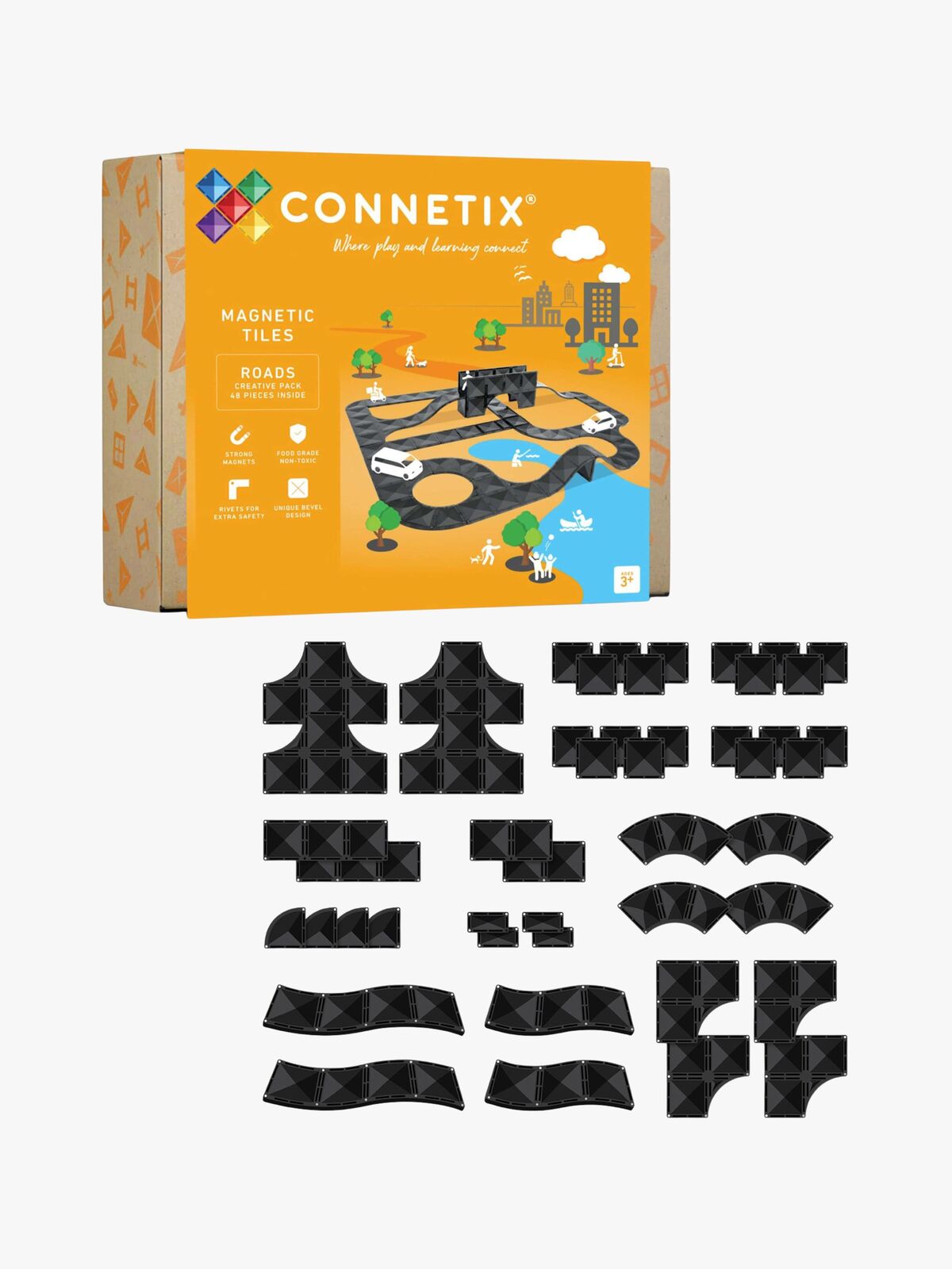 Connetix Magnetiska Byggklossar Vägset Creative Roads 48 Delar