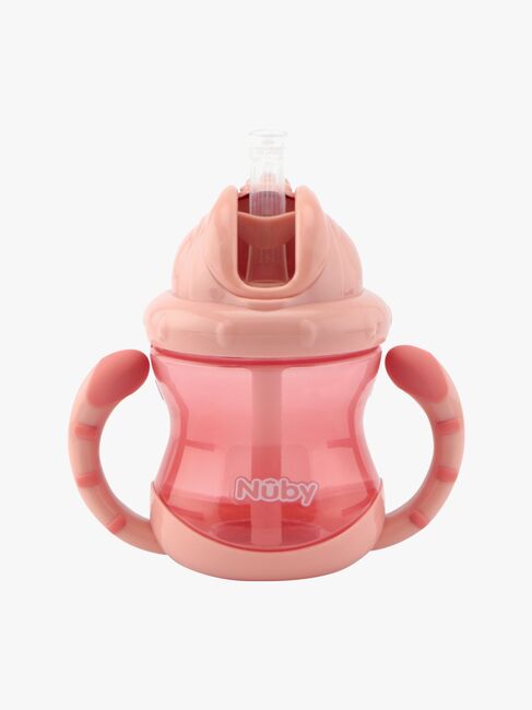 Nuby Twin Handle Flip It Mugg 240 ml +12 m, Rosa