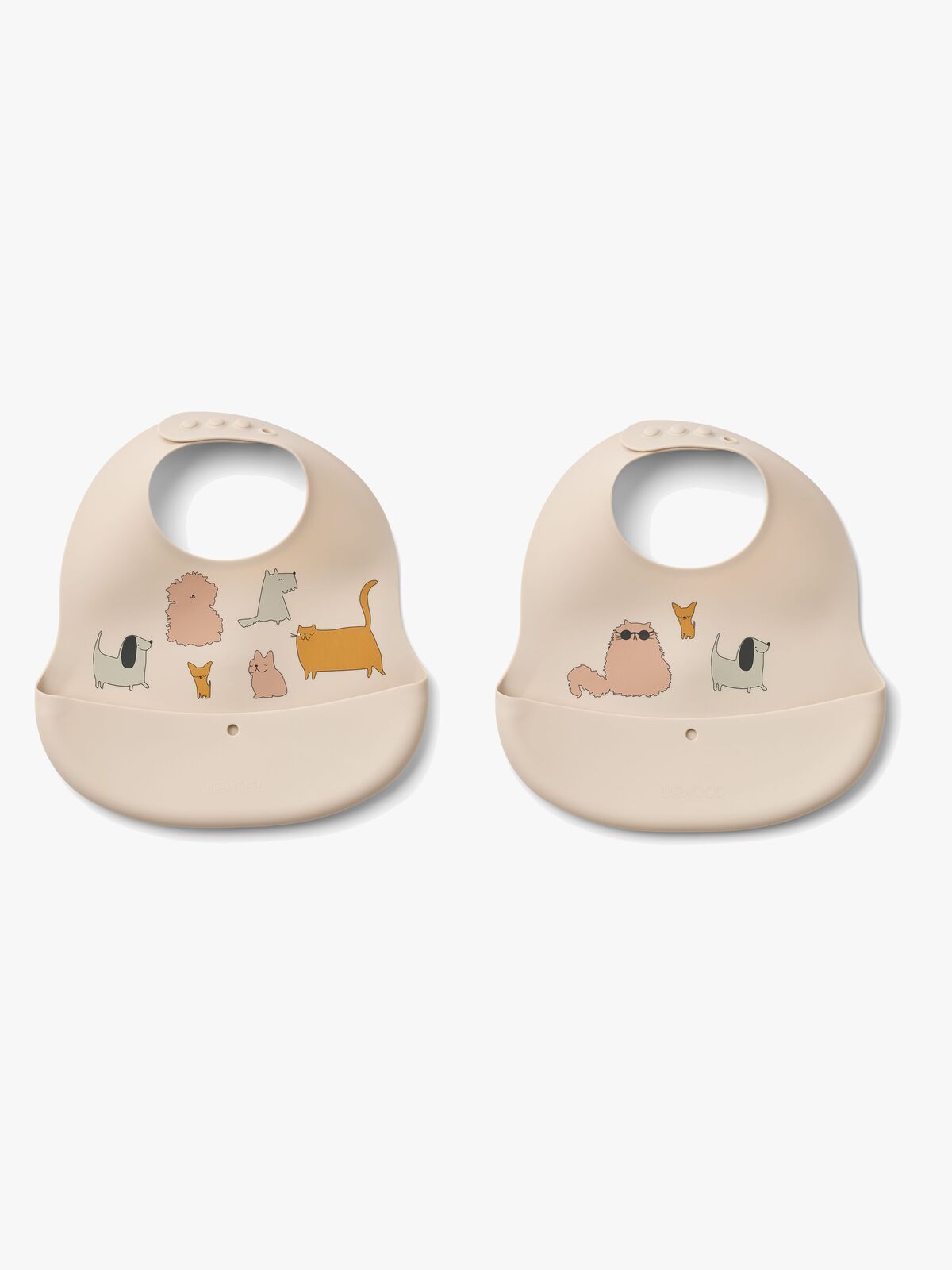 LIEWOOD Ember Mönstrad Haklapp 2-Pack, Cats & Dogs/Sandy