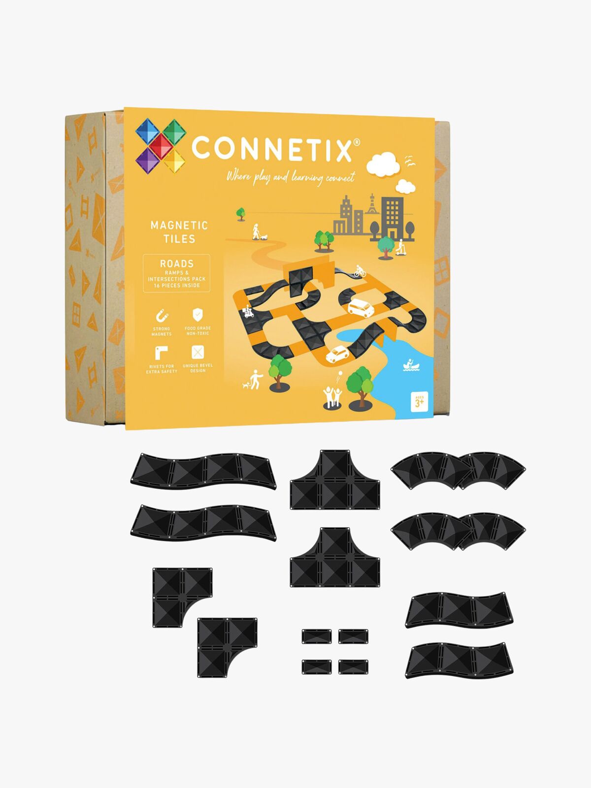 Connetix Magnetiska Byggklossar Vägset 16 Delar