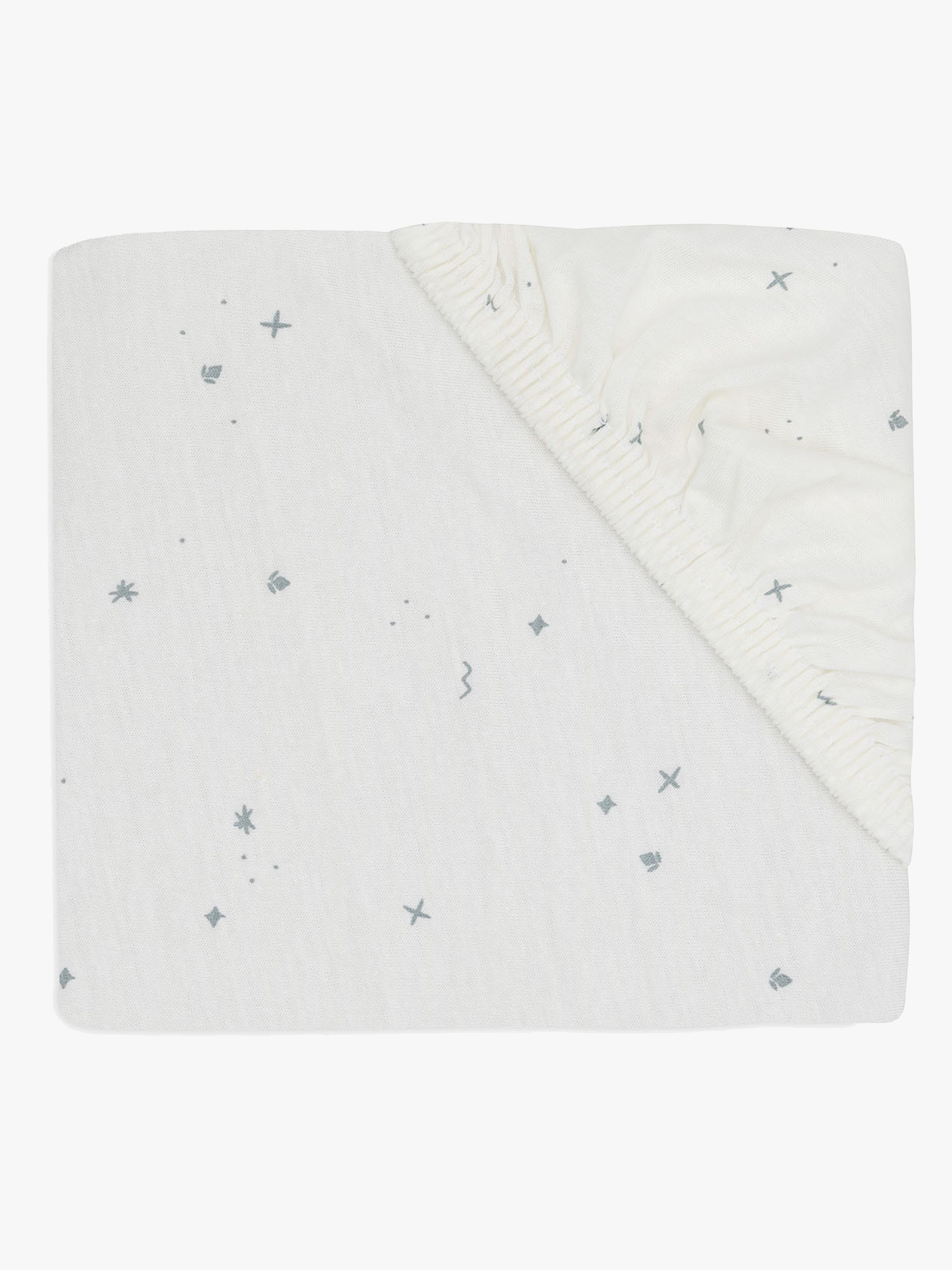 Jollein Dra-på-lakan Twinkling 70/75x140/150, Off white/Sea Green