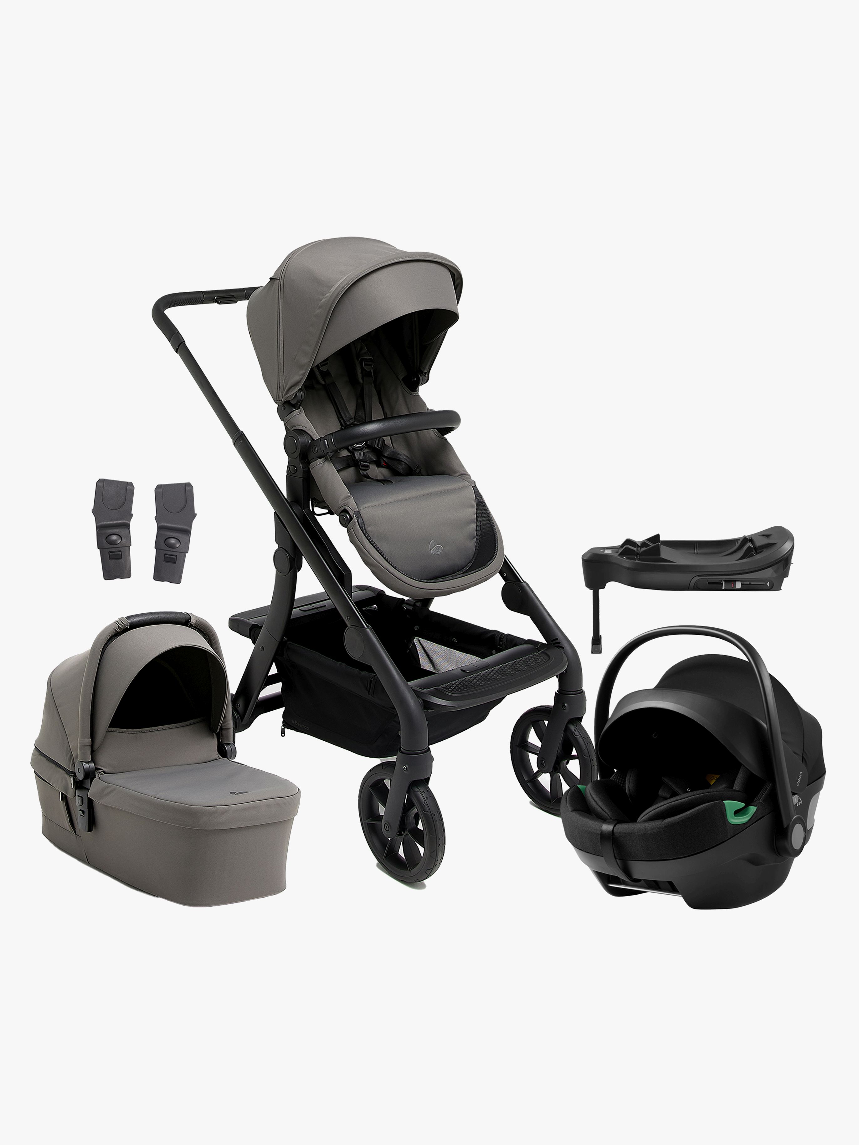 Beemoo Pro Max Duovagn &  Axkid GOKID babyskydd inkl. Bas, Mocha Grey