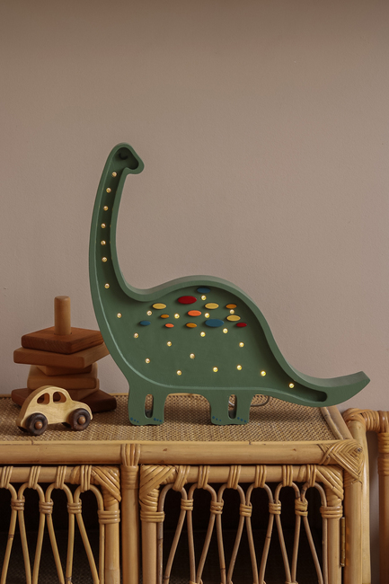 Little Lights Lampa Dinosaurie, Konfetti Grön