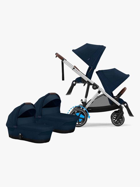 Cybex e-Gazelle S Tvillingvagn, Ocean Blue/Silver