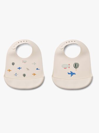 LIEWOOD Tilda  Mönstrad Haklapp Silikon 2-Pack, Aviator/Ecru
