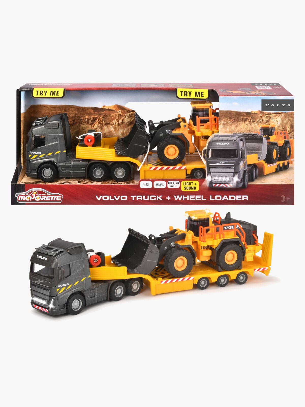 Majorette Grand Series Volvo FH-16 Lastbil med L350H Hjullastare