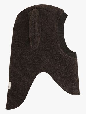 HUTTEliHUT Ullbalaklava Med Öron, Dark Brown Melange
