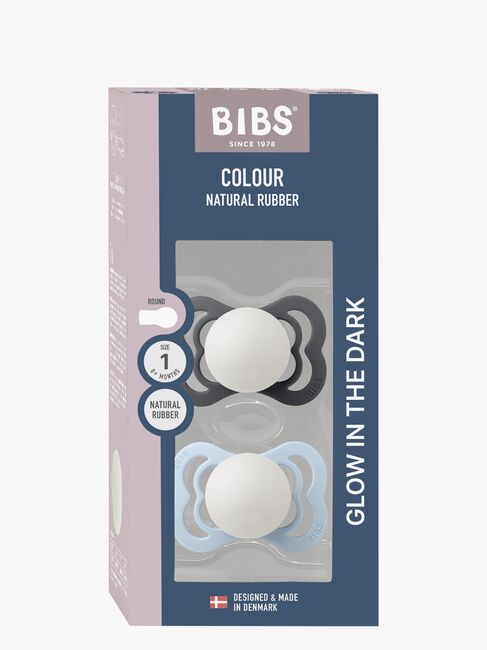 BIBS Supreme Napp 2-Pack Silikon Stl 1 Symmetrisk, Iron Glow/Baby Blue Glow