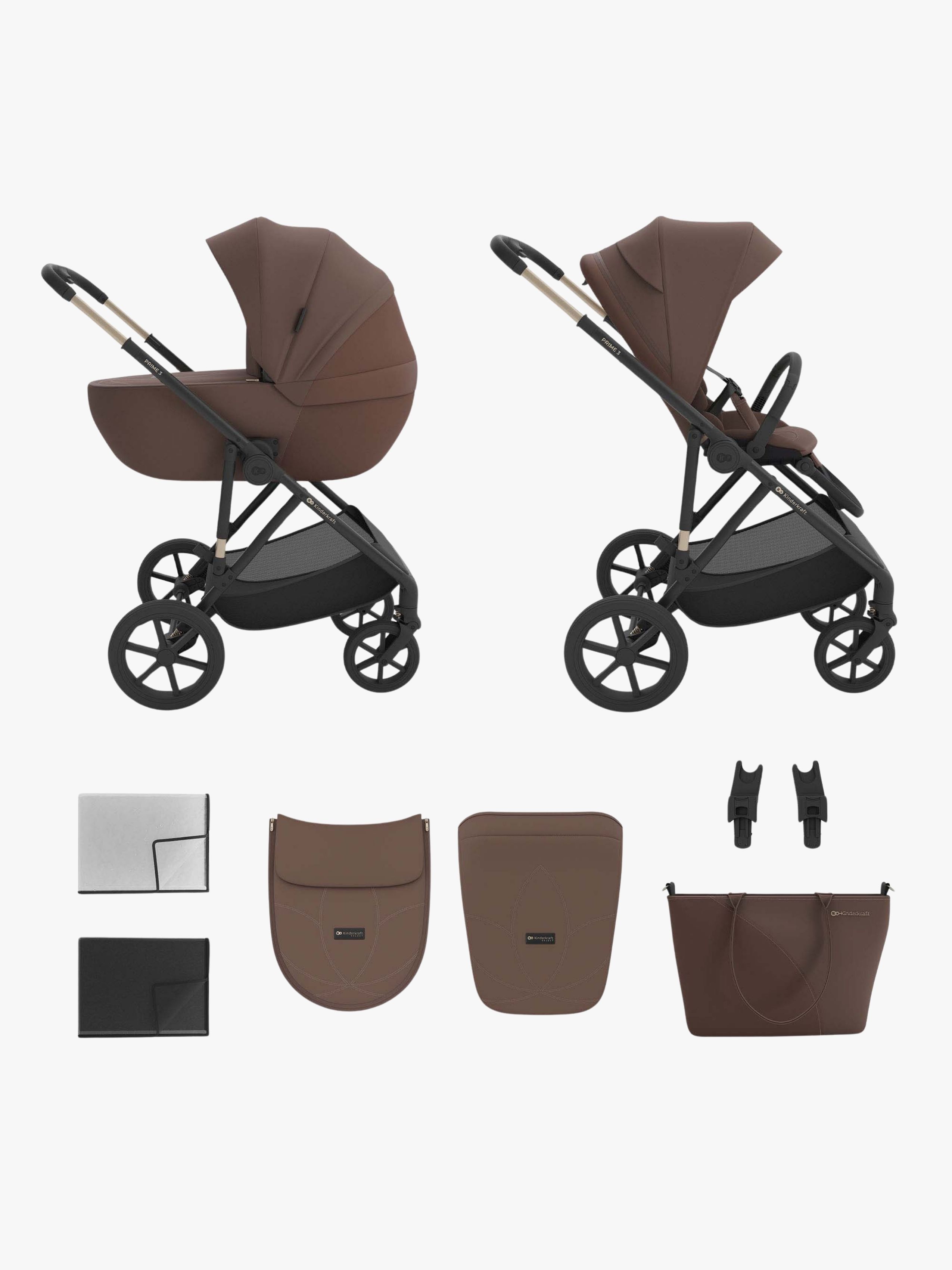 Kinderkraft Prime 3 2-i-1 Duovagn, Velvet Mocca