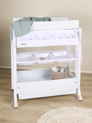 Moweo Skötbord med Badbalja, Vit