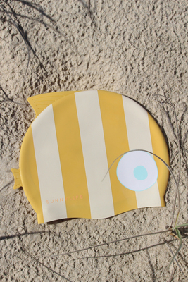 SUNNYLiFE Badekappe, Finn the Fish Mustard Stripe