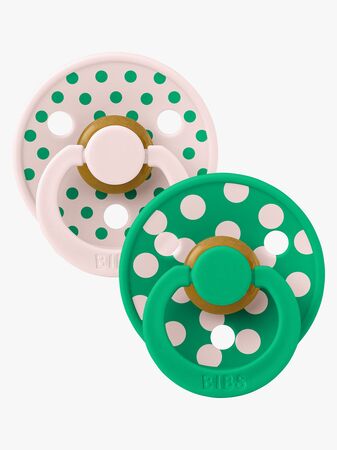 BIBS Studio Colour Polka Napp 2-Pack Latex Stl 1, Petal/Cactus