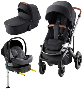 Britax Smile 5Z Duovagn inkl. Beemoo Route Babyskydd & Bas, Fossil Grey/Mineral Grey