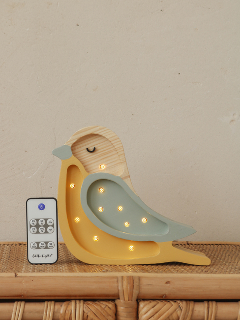 Little Lights Mini Lampa Fågel, Khaki/Light Mustard