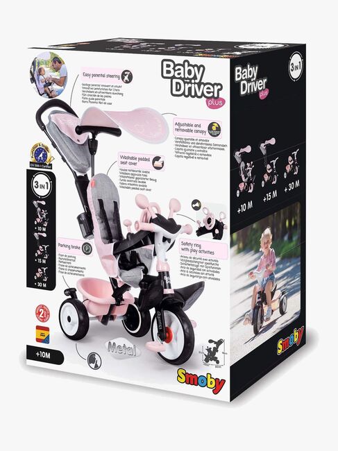 Smoby Trehjuling Baby Driver Plus, Pink