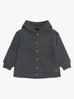 Mikk-Line Fleecetrøje med Hætte, Anthracite Melange