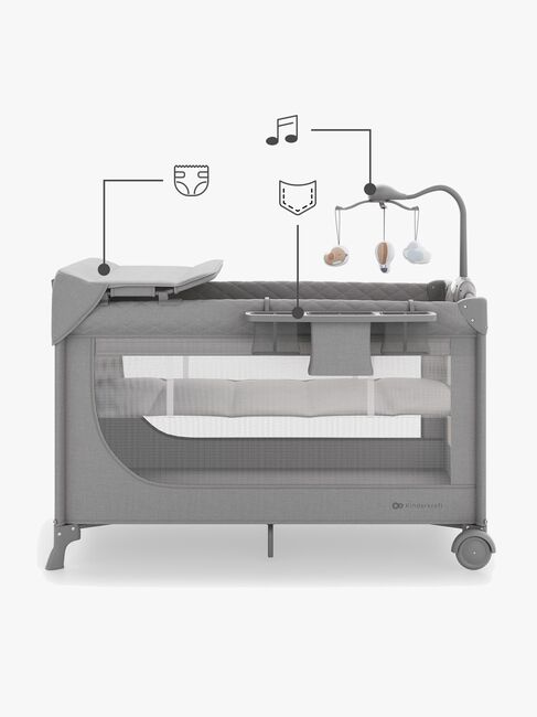 Kinderkraft LEODY UP Resesäng med Tillbehör, Grey