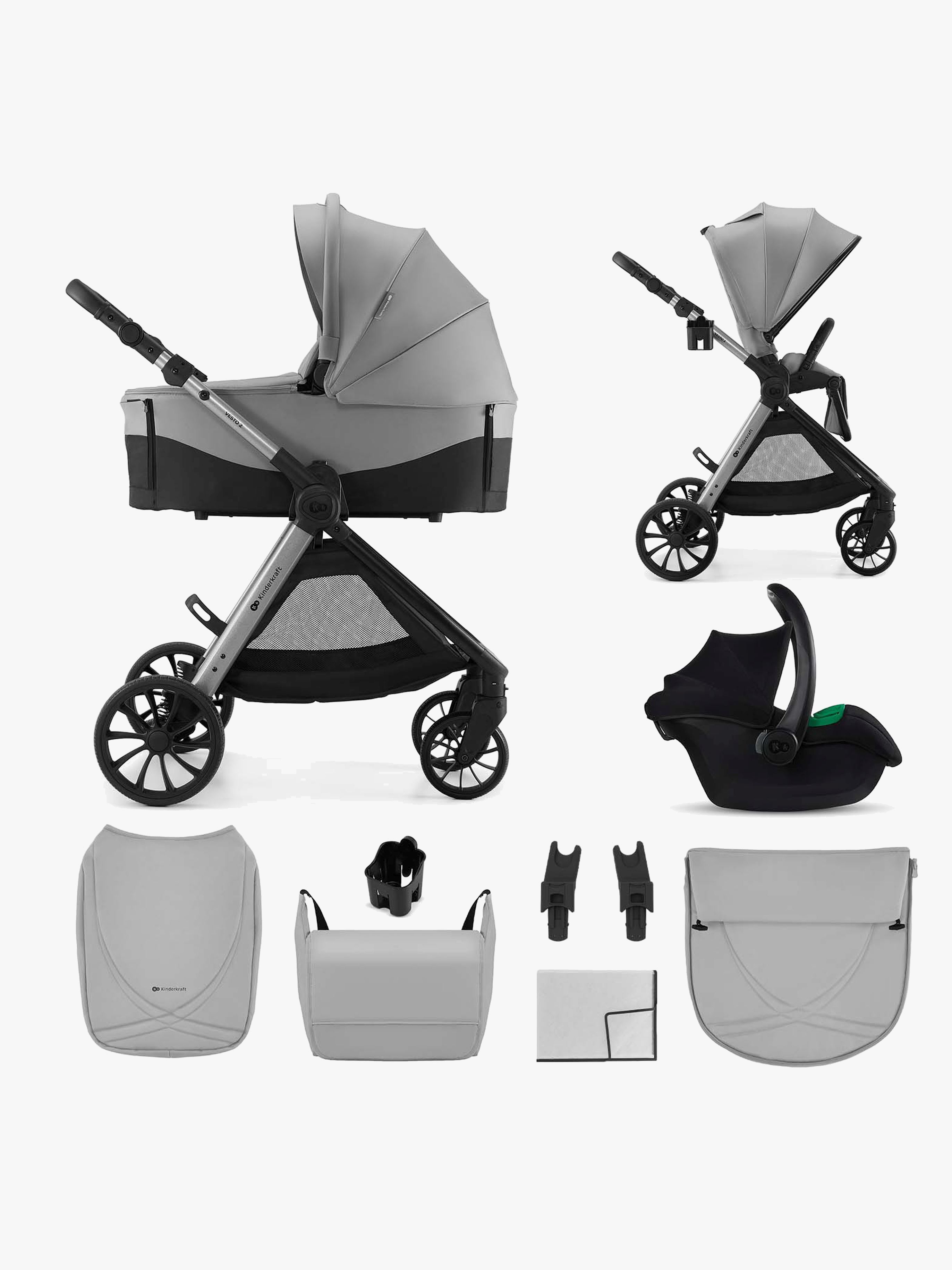 Kinderkraft Vesto 2 3-in-1 Duovagn, Grey
