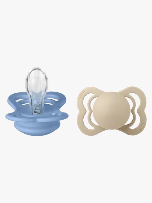 BIBS Supreme Napp 2-Pack Silikon Stl 1 Symmetrisk, Vanilla/Sky Blue