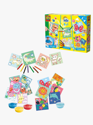 SES Creative 3-i-1 Pysselset Min Första Fingermålning Färgläggning & Former