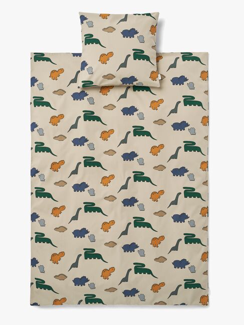 LIEWOOD Ingeborg Bäddset 100x135 Spjälsäng, Dinosaurs/Mist