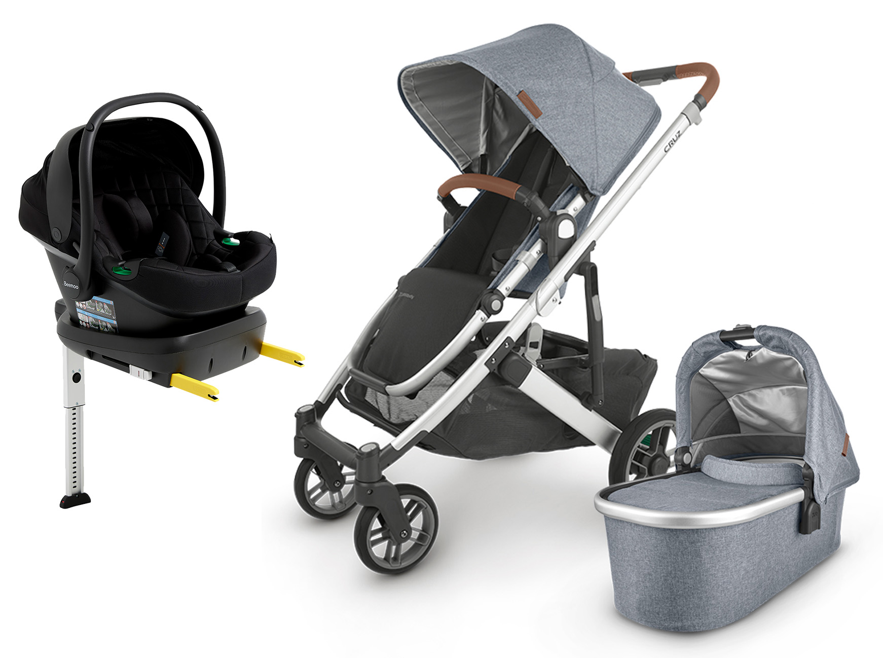 UPPAbaby CRUZ V2 Duovagn inkl. Beemoo Route Babyskydd &  Bas Gregory Blue/Black Stone
