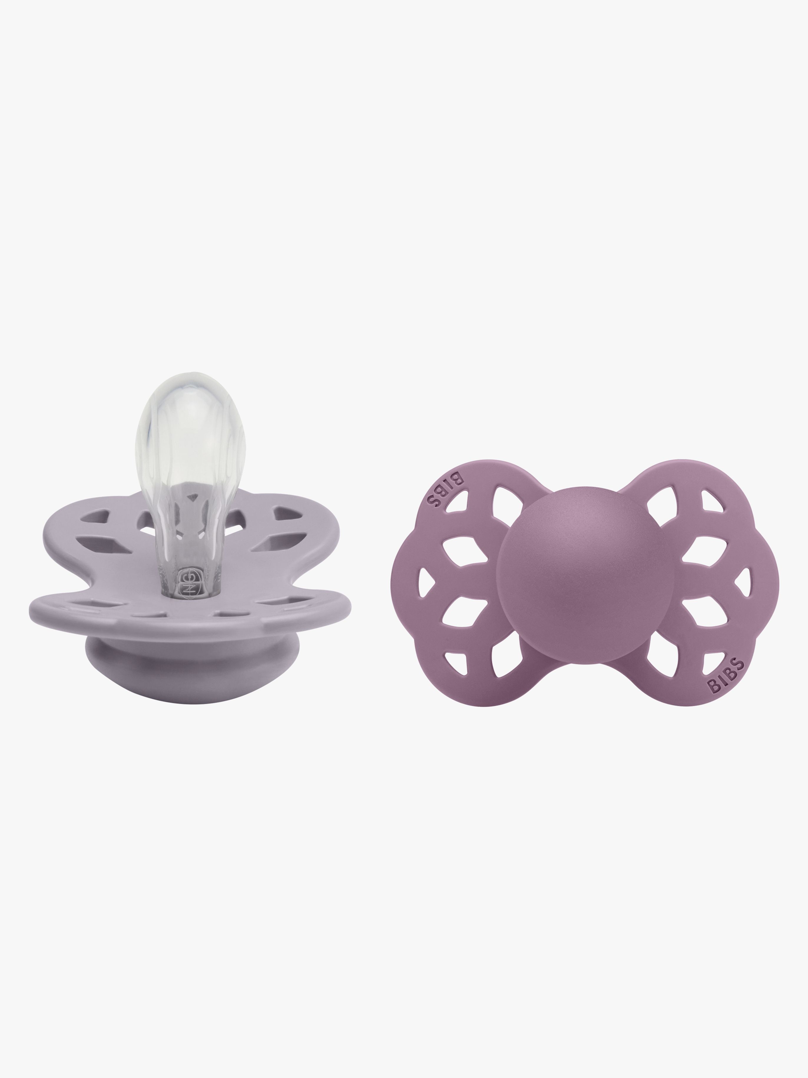 BIBS Infinity Napp 2-pack Silikon Stl 1 Symmetrisk, Fossil Grey/Mauve