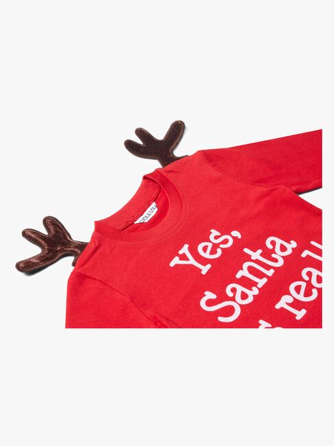 Luca & Lola Baby Kortärmad t-shirt Santa Is Real Deer, Red