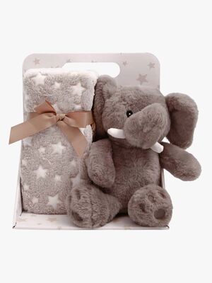 CarloBaby Fleecefilt och Gosedjur Elefant, Brun