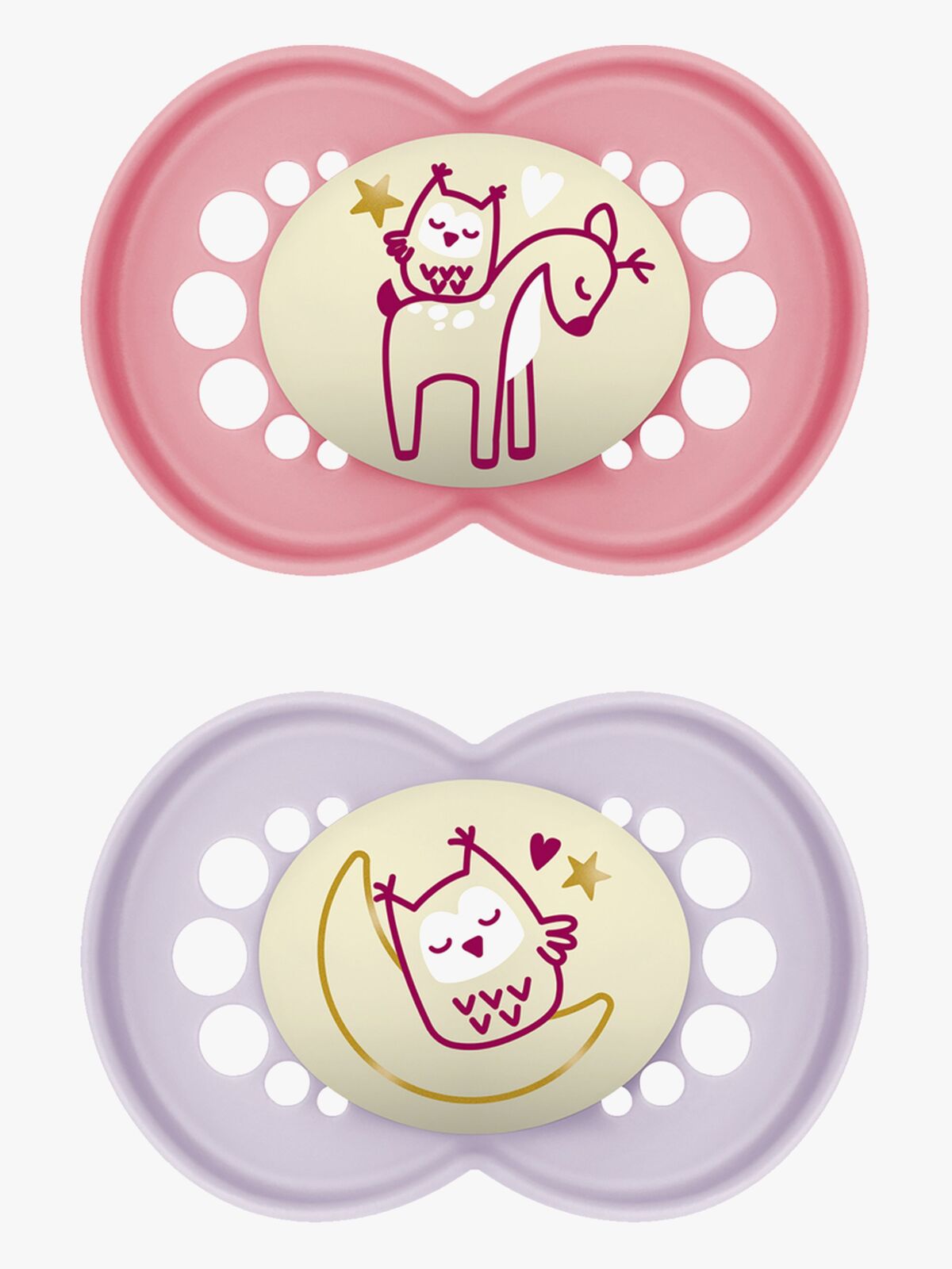 MAM Original Night Silikon Nappar 2-Pack 6-16m, Rosa