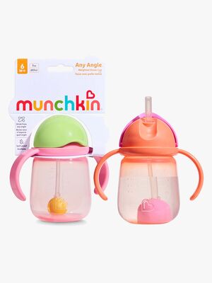 Munchkin Tip & Sip Sugerørskopp 207 ml 2-Pakning, Pink/Coral