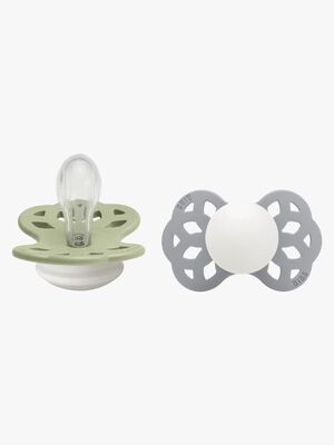 BIBS Infinity Nappar 2-Pack Silikon Stl 1 Symmetrisk, Sage GLOW/Cloud GLOW