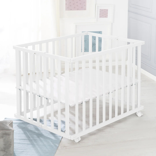 Roba Hopfällbar Lekhage med Hjul, White