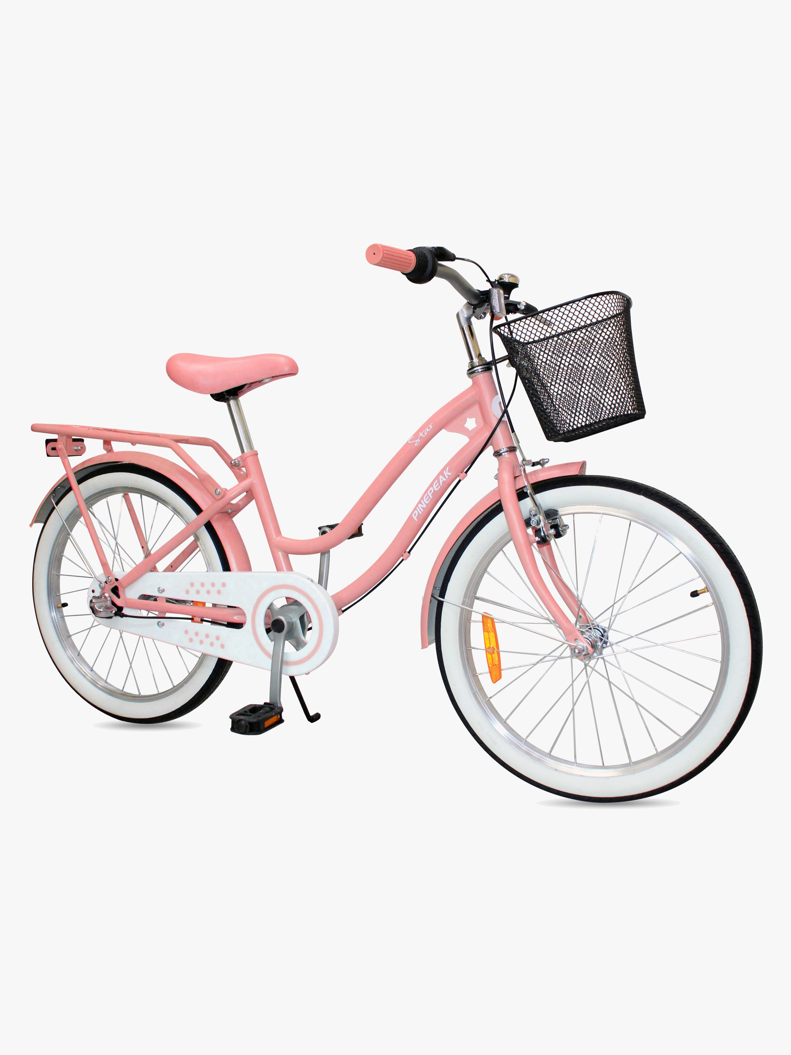 Pinepeak Star 20 tum – flickcykel med hand- och fotbroms för 6–8 år
