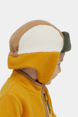 Nordbjörn Knallen Teddyfleece-Mütze, Inca gold/Deep Depths/Tobacco brown