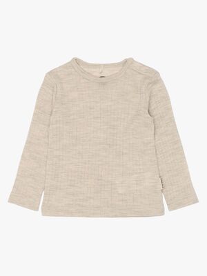 Mikk-Line  Langærmet T-shirt Barn Merinould, Melange Offwhite